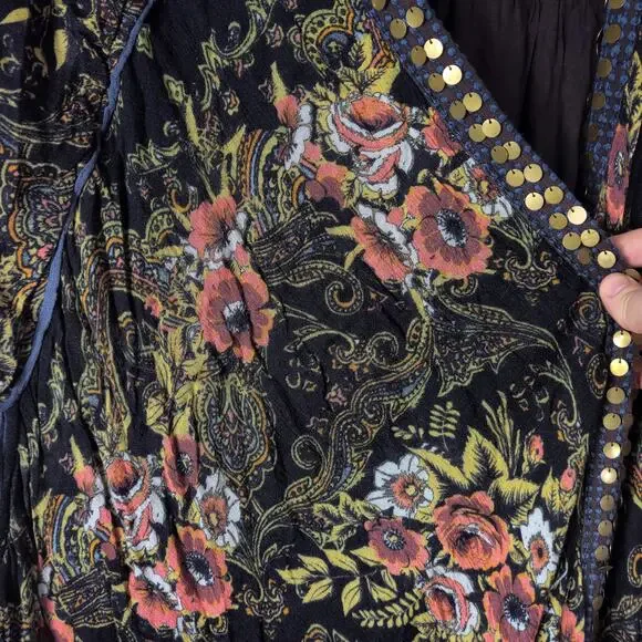 Free People Women's Jaipur Kimono Floral Embroidered Cardigan One Size Relaxed - Picture 4 of 12